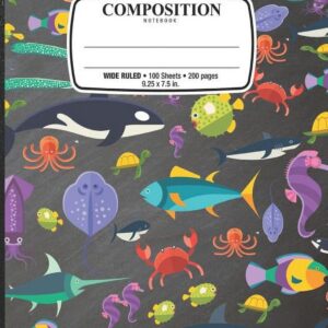 Composition Notebook: Notebook for School Office Home Student Teacher Use Wide Ruled - 100 Sheets - 200 Pages - 9 1/4 X 7 1/2 In. / 24.77 X 19.0cm (Paperback) - Image 1