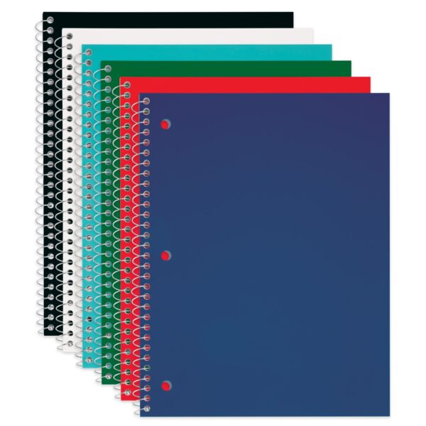 Just Basics® Poly Spiral Notebook, 8″ x 10-1/2″, 1 Subject, College Ruled, 70 Sheets, Assorted, Pack Of 6 Just Basics® Poly Spiral Notebook, 8″ x 10-1/2″, 1 Subject, College Ruled, 70 Sheets, Assorted, Pack Of 6