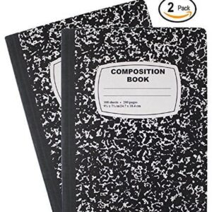 Good Emraw Wide Ruled Composition Notebooks, 100 Sheets, Black & White Marble Style Cover, 2 Pack - Image 1