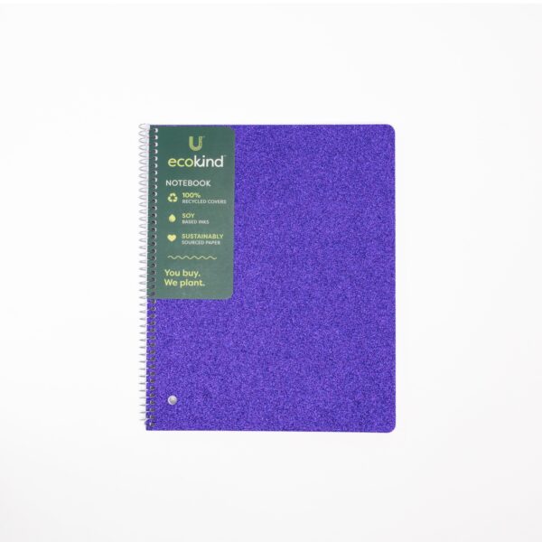 Ecokind by U Style Mess-Proof Glitter 1 Subject Notebook, Wide Rule, 8.5″ x 10.5″, 80 Sheets