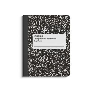 Staples Composition Notebook 7.5" x 9.75" Graph Ruled 80 Sheets Black/White 3/Pack ST55072CVS - Image 1