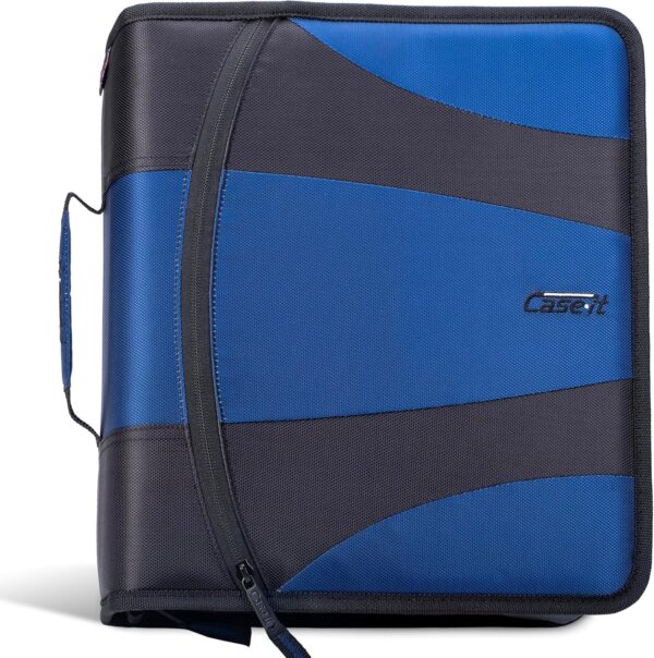 Case-it The Dual 2.0 Zipper Binder – Two 2 Inch D-Rings – 5 Subject File Folder – Multiple Pockets – 800 Sheet Capacity – Comes with Shoulder Strap – Blue Dual-301