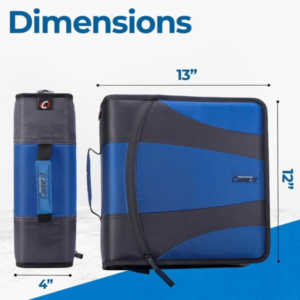 Case-it The Dual 2.0 Zipper Binder – Two 2 Inch D-Rings – 5 Subject File Folder – Multiple Pockets – 800 Sheet Capacity – Comes with Shoulder Strap – Blue Dual-301