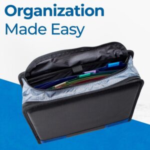Case-it The Dual 2.0 Zipper Binder – Two 2 Inch D-Rings – 5 Subject File Folder – Multiple Pockets – 800 Sheet Capacity – Comes with Shoulder Strap – Blue Dual-301