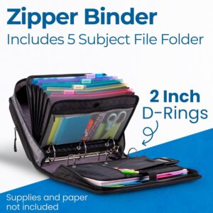 Case-it The Dual 2.0 Zipper Binder – Two 2 Inch D-Rings – 5 Subject File Folder – Multiple Pockets – 800 Sheet Capacity – Comes with Shoulder Strap – Blue Dual-301