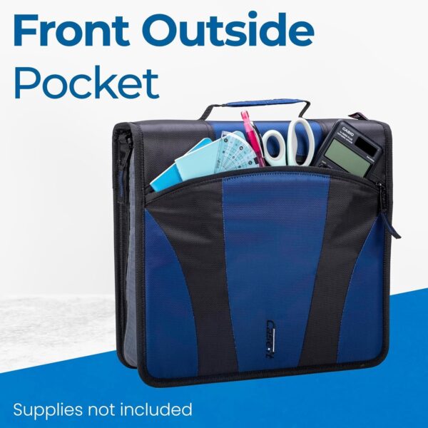 Case-it The Dual 2.0 Zipper Binder – Two 2 Inch D-Rings – 5 Subject File Folder – Multiple Pockets – 800 Sheet Capacity – Comes with Shoulder Strap – Blue Dual-301