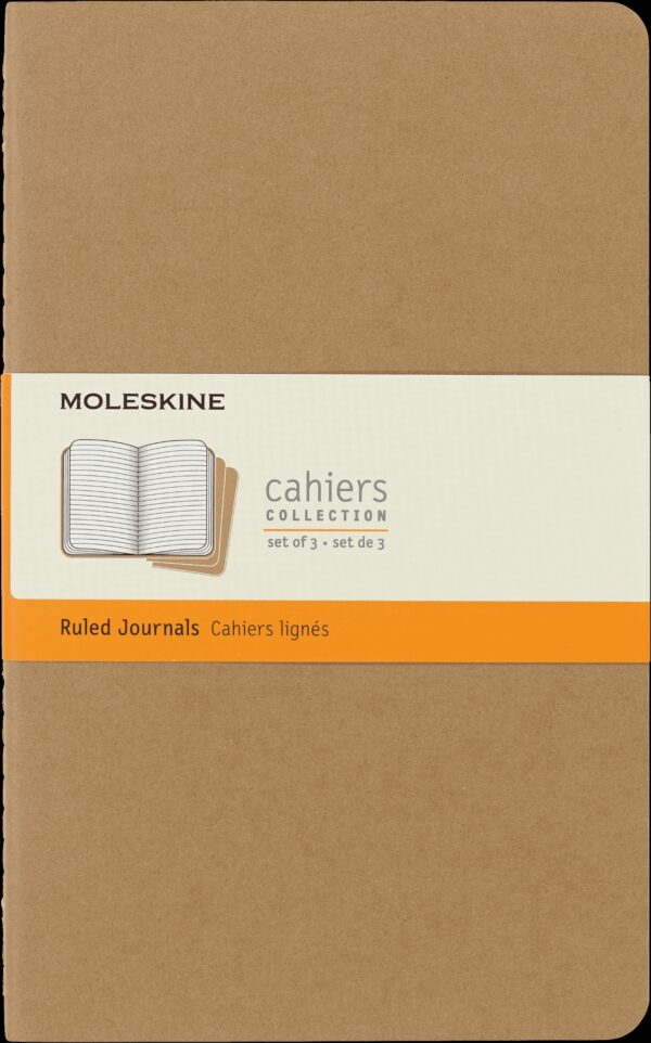 Moleskine Cahier Journals (Set of 3), Large (5″ x 8.25″), Ruled, Kraft Brown