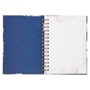 Inspirational Spiral Journal Notebook for Women It is Well Navy Blue Floral Wire Bound w/192 Ruled Pages, Large Hardcover, With Love - Image 3