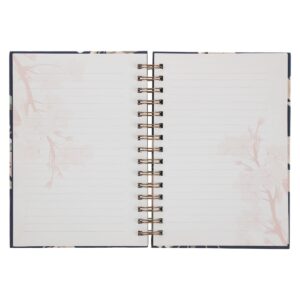 Inspirational Spiral Journal Notebook for Women It is Well Navy Blue Floral Wire Bound w/192 Ruled Pages, Large Hardcover, With Love - Image 4
