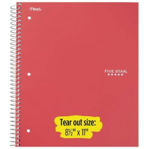Five Star Spiral Notebook, 2 Subject, College Ruled Paper, 120 Sheets, 11" x 8-1/2", Color may vary - Image 6