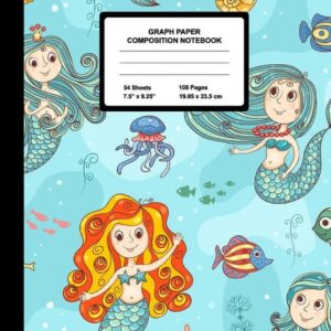 Graph Paper Composition Notebook: Quad Ruled 4 Squares Per Inch Sheets, Math and Science Grid Note Book for Elementary Students, Beautiful Mermaid (Paperback) - Image 1