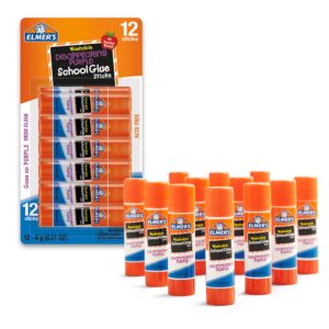 Elmer’s Disappearing Purple Washable School Glue Sticks, 6 Gram, 12 Count