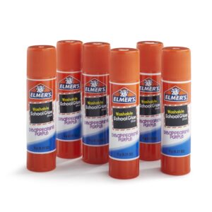 Elmer’s Disappearing Purple School Glue Sticks, Washable, 0.21 Ounce Glue Sticks, 6 Count