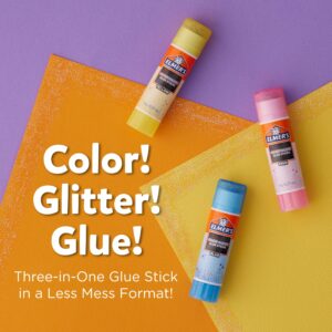 Elmer’s Color ‘n Glitz Glue Sticks, Washable, Assorted Colors, 6 Grams, 12 pack