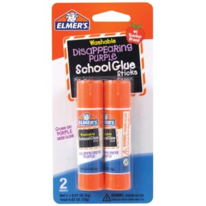 Elmer’s Disappearing Purple School Glue Sticks, Washable, 2 Count