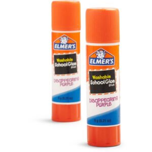 Elmer’s Disappearing Purple School Glue Sticks, Washable, 2 Count