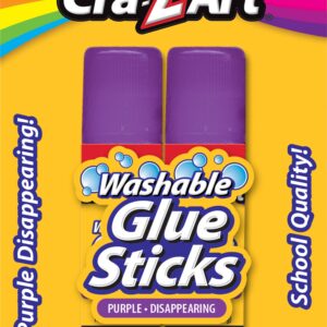 Cra-Z-Art Washable Glue Sticks, Disappearing Purple, 2 Count, 1.5oz