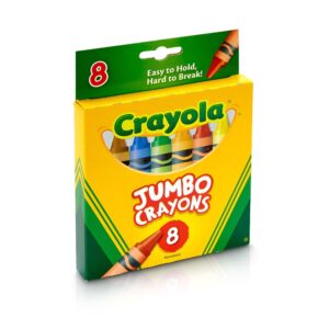 Crayola Jumbo Crayon Set, 8 Ct, Kindergarten and Preschool Supplies, Classroom Essentials, Coloring Gift for Toddlers, Ages 3+
