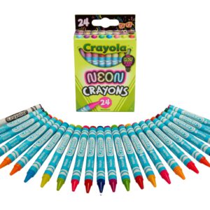 Crayola Neon Crayons for Kids 24 Ct, Includes 16 Glow in the Dark Colors, Kids Art Supplies, Gift for Girls & Boys, Ages 3+