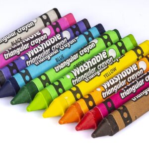 Cra-Z-Art Jumbo Washable Triangular Crayons, 10 Assorted Colors, School Supplies