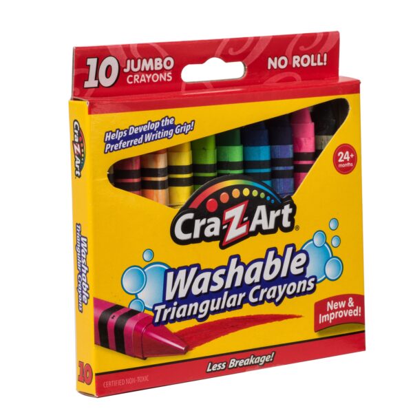 Cra-Z-Art Jumbo Washable Triangular Crayons, 10 Assorted Colors, School Supplies