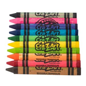 Cra-Z-Art Jumbo Washable Triangular Crayons, 10 Assorted Colors, School Supplies