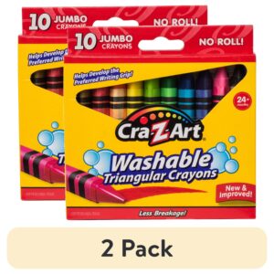 Cra-Z-Art Jumbo Washable Triangular Crayons, 10 Assorted Colors, School Supplies