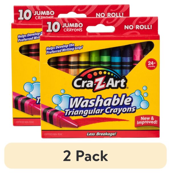 Cra-Z-Art Jumbo Washable Triangular Crayons, 10 Assorted Colors, School Supplies