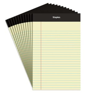Staples Notepads 5" x 8" Narrow Canary 50 Sheets/Pad 12 Pads/Pack (26829) 163832 - Image 1