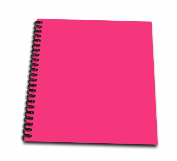 3dRose Hot pink – plain simple one solid color – girly bright vibrant neon tropical summery summer pink – Drawing Book, 8 by 8-inch