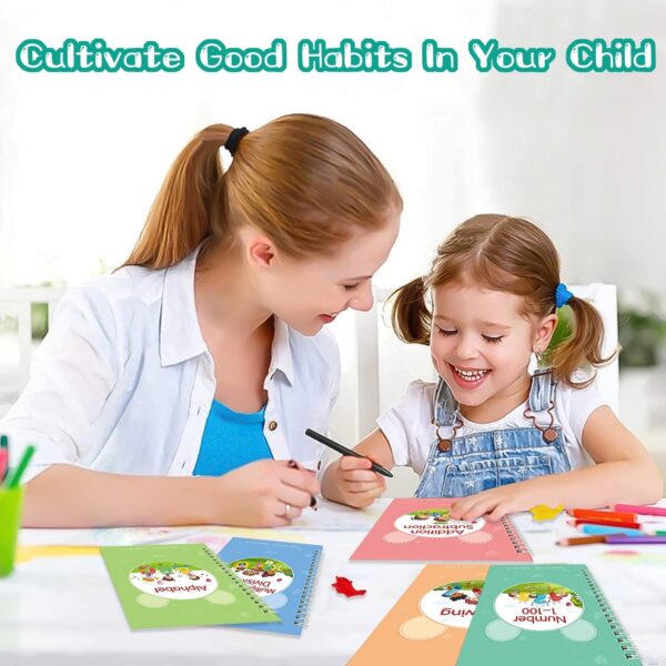5 Pcs Magic Practice Copybook, Reusable Grooved Handwriting Workbooks for Age 3-8 Calligraphy