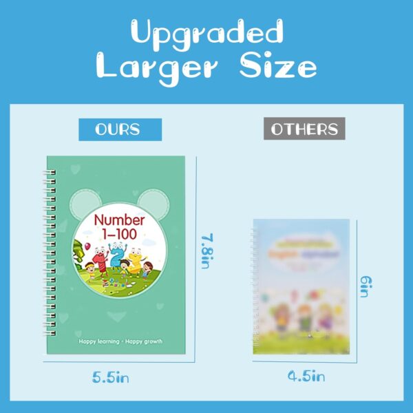 5 Pcs Magic Practice Copybook, Reusable Grooved Handwriting Workbooks for Age 3-8 Calligraphy