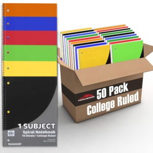 50 Pack of Bulk Wholesale 1 Subject 70 Sheet College Ruled Lined Spiral Notebooks in Assorted Colors - Image 4