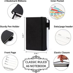Feela A6 Mini Cute Pocket Journals Black, 3.5in x 5.5in, 60 Pages, 3 Count, 3 Pack - Image 3
