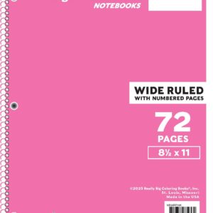 Wide Ruled Pink Notebook 72 Pages