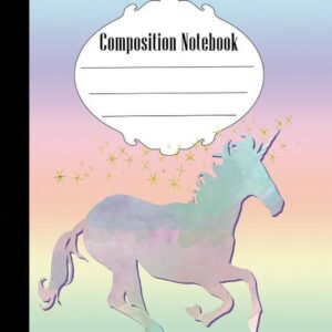 Quick Creative Unicorn Wide Ruled Composition Notebook, 7.5 Inch x 9.25 Inch, 100 Pages, Paperback