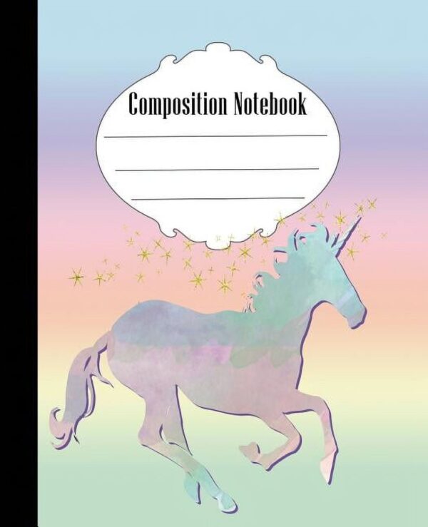 Quick Creative Unicorn Wide Ruled Composition Notebook, 7.5 Inch x 9.25 Inch, 100 Pages, Paperback