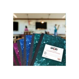 Marble Composition Books, Wide Ruled, 9-3/4 x 7-1/2 Inches, 100 Sheets Each, Assorted Colors, Pack of 6