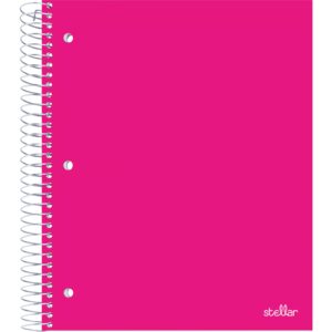 Office Depot® Brand Stellar Poly Notebook, 8-1/2″ x 11″, 3 Subject, College Ruled, 150 Sheets, Pink