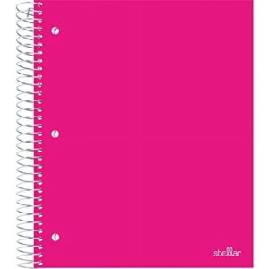 Office Depot® Brand Stellar Poly Notebook, 8-1/2″ x 11″, 3 Subject, College Ruled, 150 Sheets, Pink