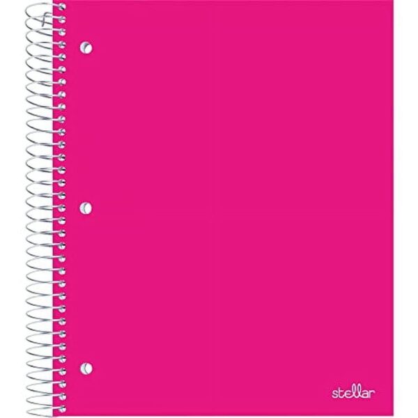 Office Depot® Brand Stellar Poly Notebook, 8-1/2″ x 11″, 3 Subject, College Ruled, 150 Sheets, Pink