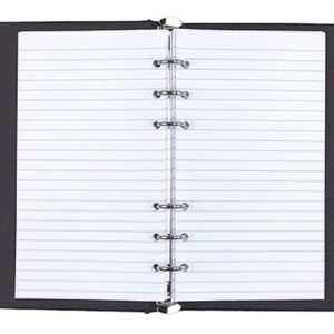 Mead 46001 Small 6-Ring Black Vinyl Loose-Leaf Memo Notebook with 6-3/4" x 3-3/4" Lined Paper (40 Sheets) - Image 1