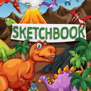 Sketchbook: 120 Blank Pages with a Cute Dino Character (Sketchbook for Kids) (Paperback) - Image 1