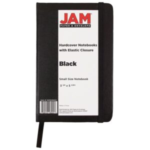 JAM Hardcover Notebook with Elastic Band, 1/Pack, Black, Small, 3 3/4 x 5 5/8, 100 Lined Sheets - Image 2