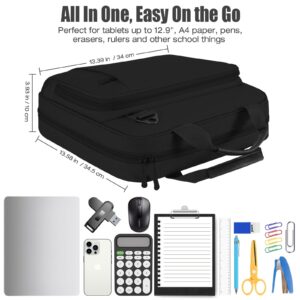 MoKo Zipper Binder with Strap Handle, 2 inch 3 Ring 500 Sheet Capacity Multi-Pockets Binder Organizer, School Office Supplies, Black - Image 3