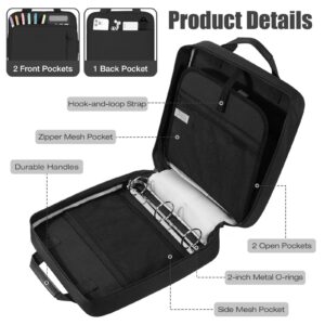 MoKo Zipper Binder with Strap Handle, 2 inch 3 Ring 500 Sheet Capacity Multi-Pockets Binder Organizer, School Office Supplies, Black - Image 6
