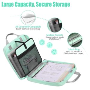 MoKo Zipper Binder with Strap Handle, 2 inch 3 Ring 500 Sheet Capacity Multi-Pockets Binder Organizer, School Office Supplies, Black - Image 14