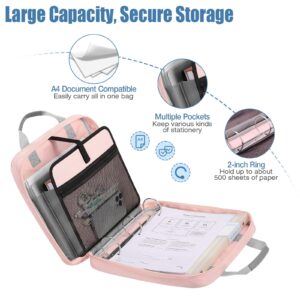 MoKo Zipper Binder with Strap Handle, 2 inch 3 Ring 500 Sheet Capacity Multi-Pockets Binder Organizer, School Office Supplies, Black - Image 25