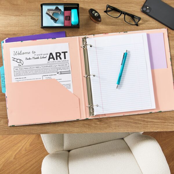 Pen+Gear Fashion 1.5″ Round-Ring Binder, Pink Floral