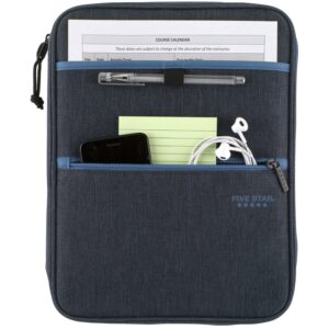 Five Star 1″ Carry-All Zipper Binder, Poly, 375 Sheet Capacity, Round Rings, Blue